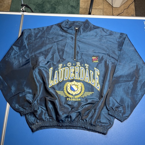 Surf Style Windbreaker O/S-XL VTG‎ 90s Florida Iridescent Blue Jacket - Picture 1 of 10